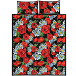 Poppy And Chamomile Pattern Print Quilt Bed Set