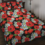 Poppy And Chamomile Pattern Print Quilt Bed Set