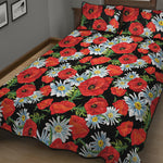 Poppy And Chamomile Pattern Print Quilt Bed Set