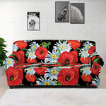 Poppy And Chamomile Pattern Print Sofa Cover
