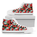 Poppy And Chamomile Pattern Print White High Top Sneakers