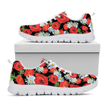 Poppy And Chamomile Pattern Print White Sneakers