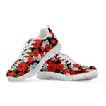 Poppy And Chamomile Pattern Print White Sneakers
