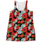 Poppy And Chamomile Pattern Print Women's Racerback Tank Top