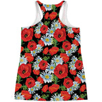Poppy And Chamomile Pattern Print Women's Racerback Tank Top