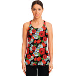 Poppy And Chamomile Pattern Print Women's Racerback Tank Top