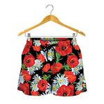 Poppy And Chamomile Pattern Print Women's Shorts