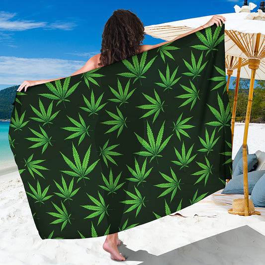Pot Leaf Pattern Print Beach Sarong Wrap