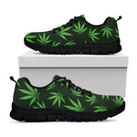 Pot Leaf Pattern Print Black Sneakers