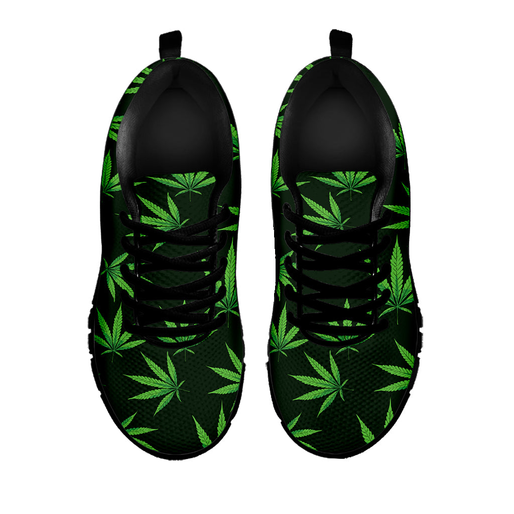 Pot Leaf Pattern Print Black Sneakers