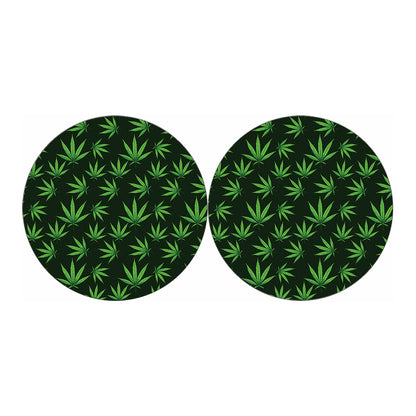 Pot Leaf Pattern Print Car Coasters