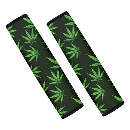 Pot Leaf Pattern Print Car Seat Belt Covers