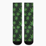 Pot Leaf Pattern Print Crew Socks