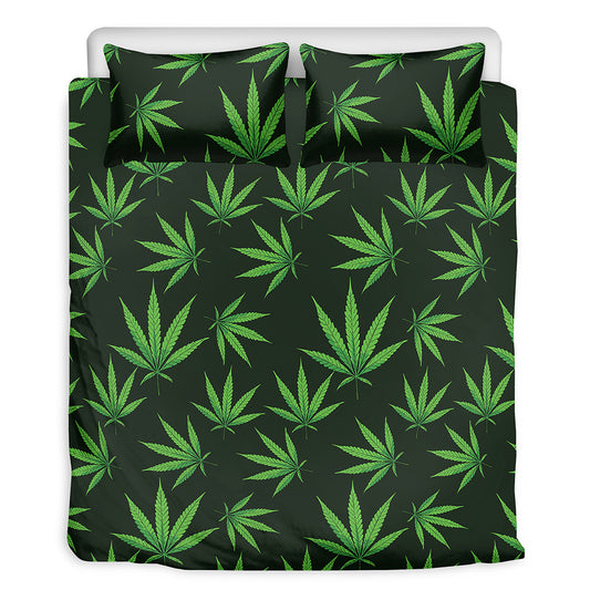 Pot Leaf Pattern Print Duvet Cover Bedding Set