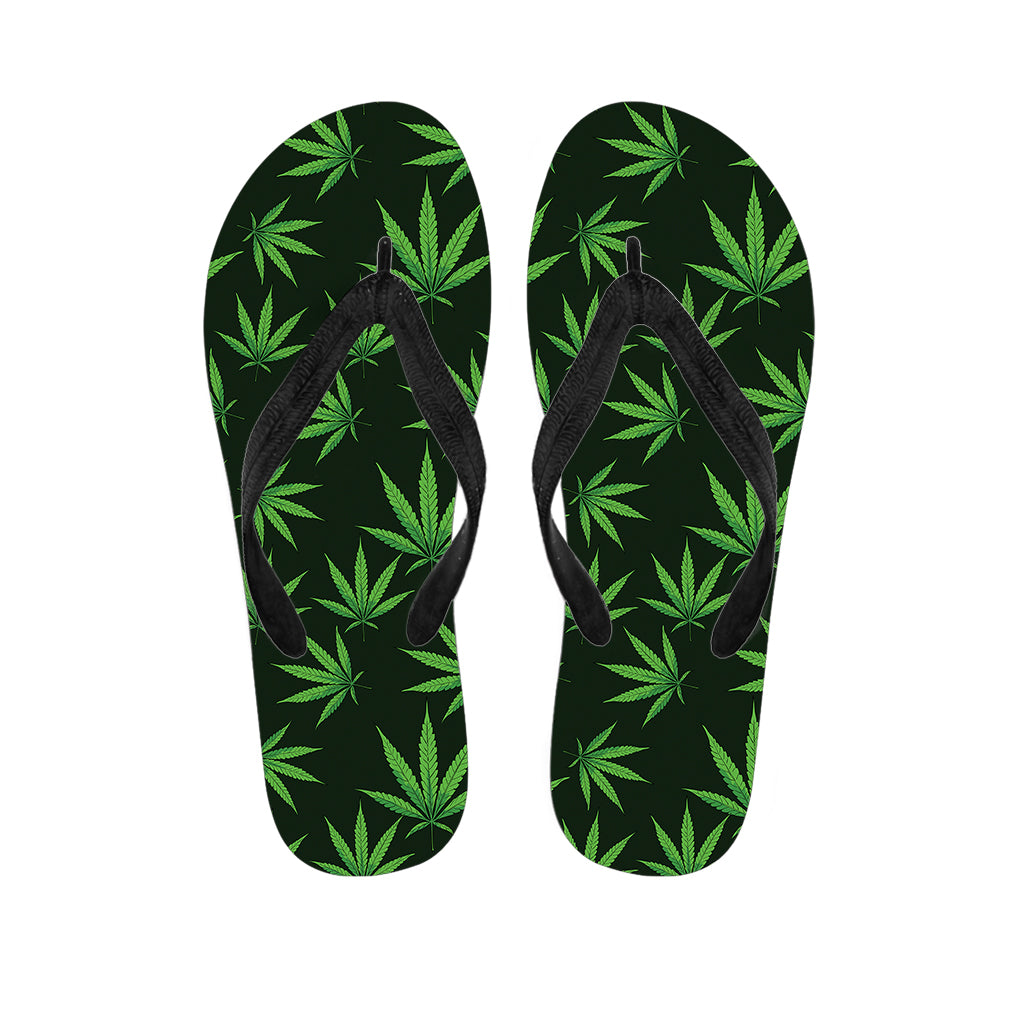 Pot Leaf Pattern Print Flip Flops