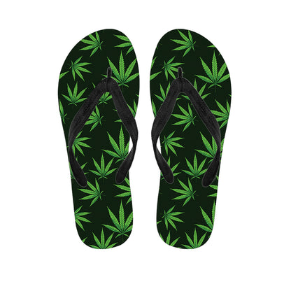 Pot Leaf Pattern Print Flip Flops