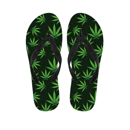 Pot Leaf Pattern Print Flip Flops