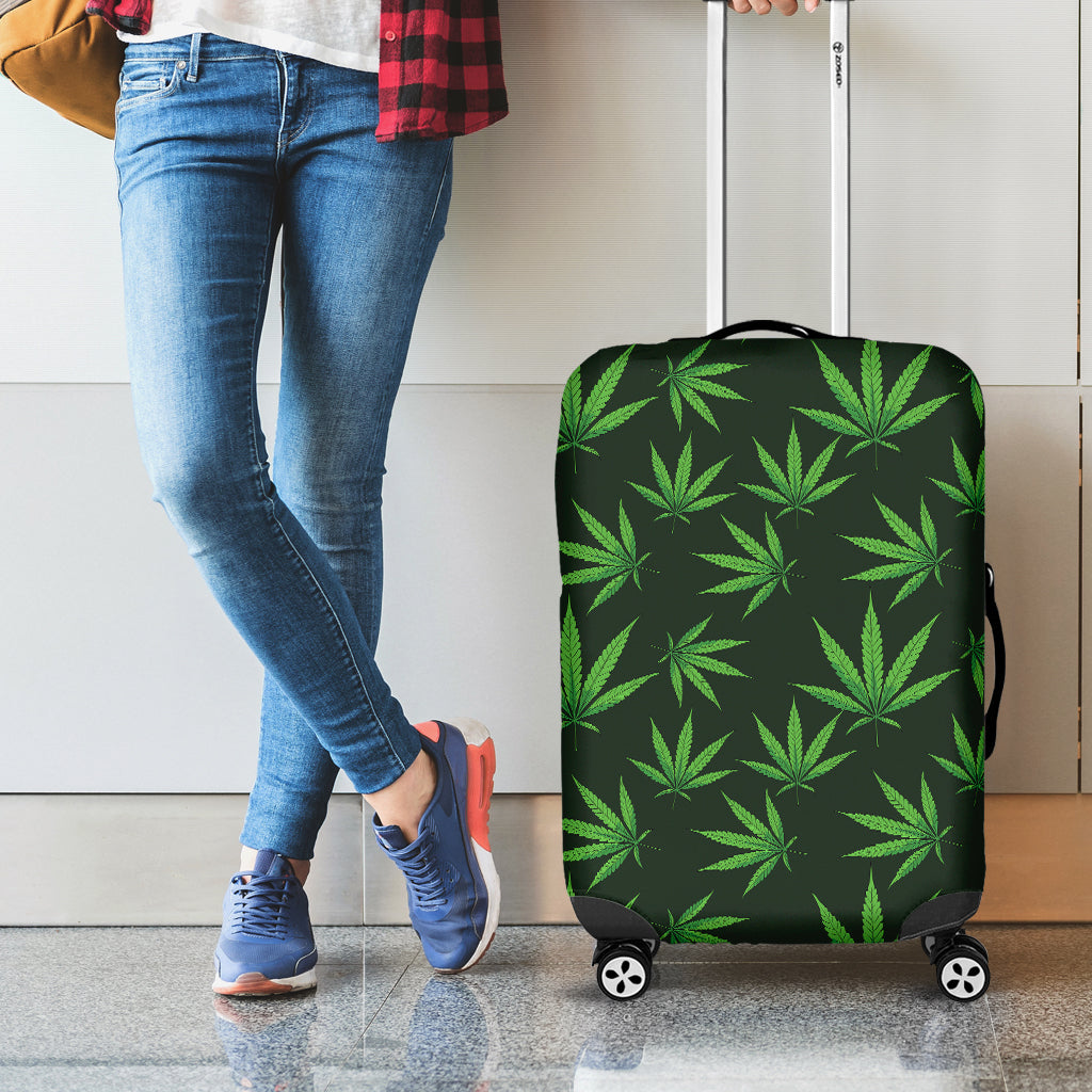 Pot Leaf Pattern Print Luggage Cover