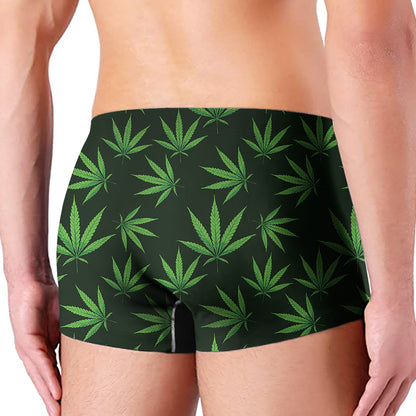 Pot Leaf Pattern Print Men's Boxer Briefs