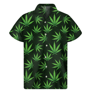 Pot Leaf Pattern Print Men's Short Sleeve Shirt
