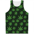 Pot Leaf Pattern Print Men's Tank Top