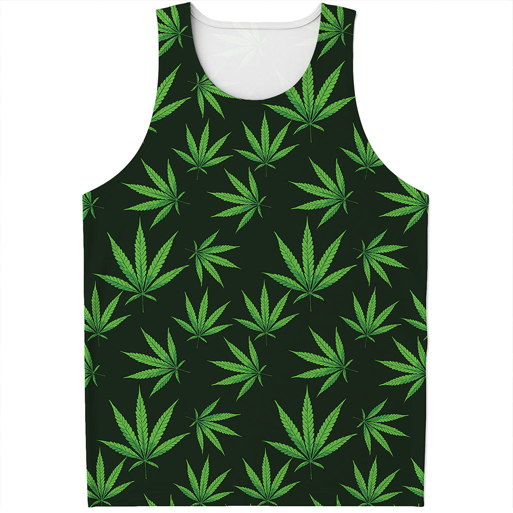 Pot Leaf Pattern Print Men's Tank Top