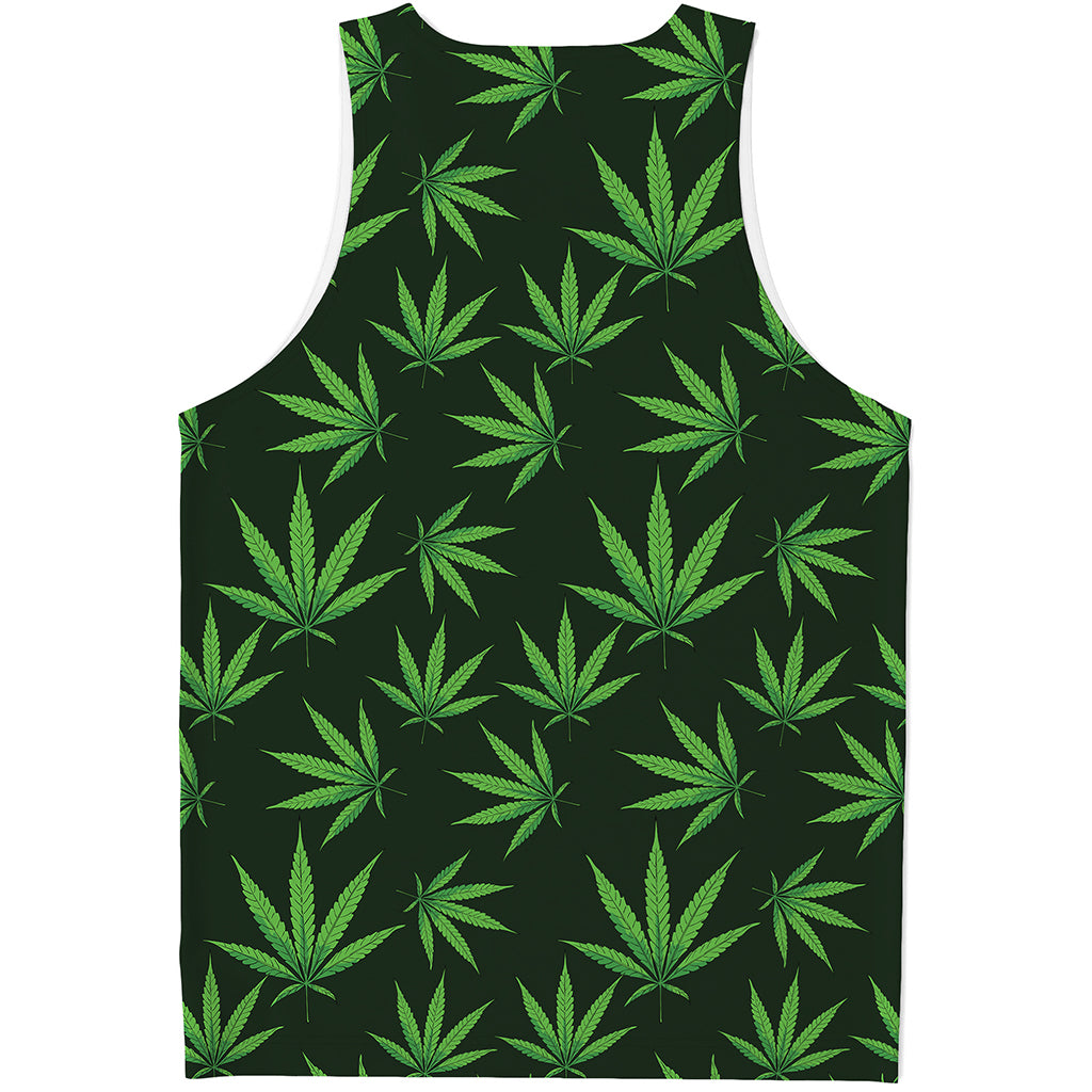 Pot Leaf Pattern Print Men's Tank Top