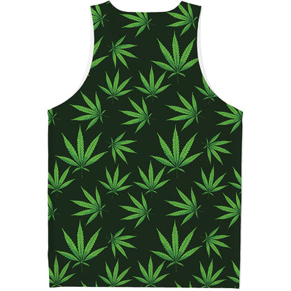 Pot Leaf Pattern Print Men's Tank Top
