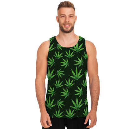 Pot Leaf Pattern Print Men's Tank Top