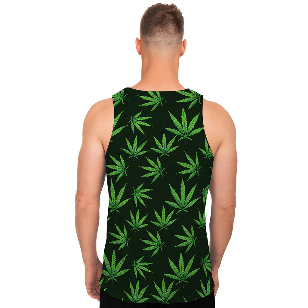 Pot Leaf Pattern Print Men's Tank Top