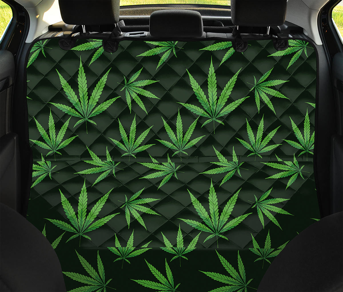 Pot Leaf Pattern Print Pet Car Back Seat Cover