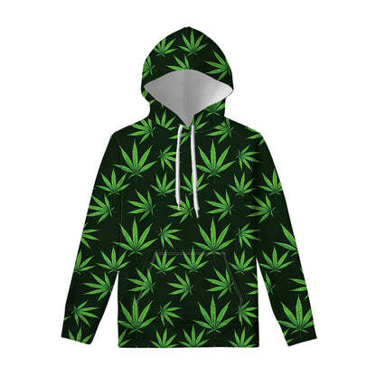 Pot Leaf Pattern Print Pullover Hoodie