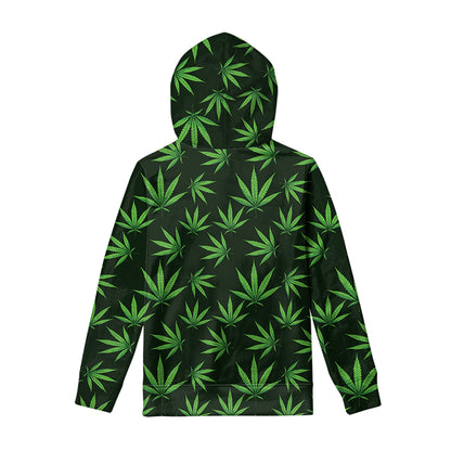 Pot Leaf Pattern Print Pullover Hoodie