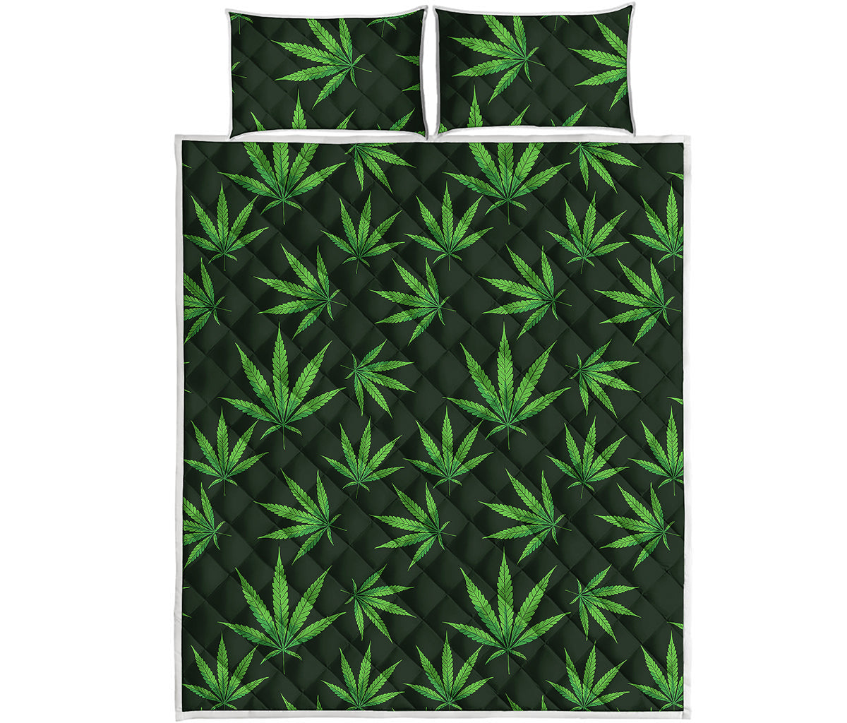 Pot Leaf Pattern Print Quilt Bed Set