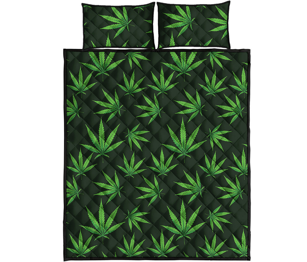 Pot Leaf Pattern Print Quilt Bed Set