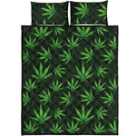 Pot Leaf Pattern Print Quilt Bed Set