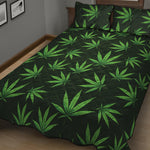 Pot Leaf Pattern Print Quilt Bed Set