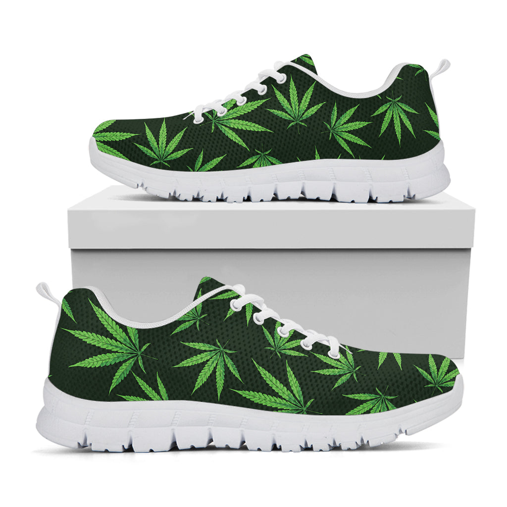 Pot Leaf Pattern Print White Sneakers