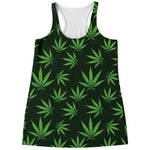 Pot Leaf Pattern Print Women's Racerback Tank Top