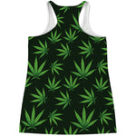 Pot Leaf Pattern Print Women's Racerback Tank Top