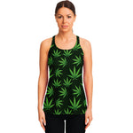 Pot Leaf Pattern Print Women's Racerback Tank Top
