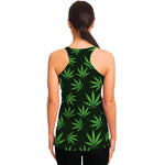 Pot Leaf Pattern Print Women's Racerback Tank Top