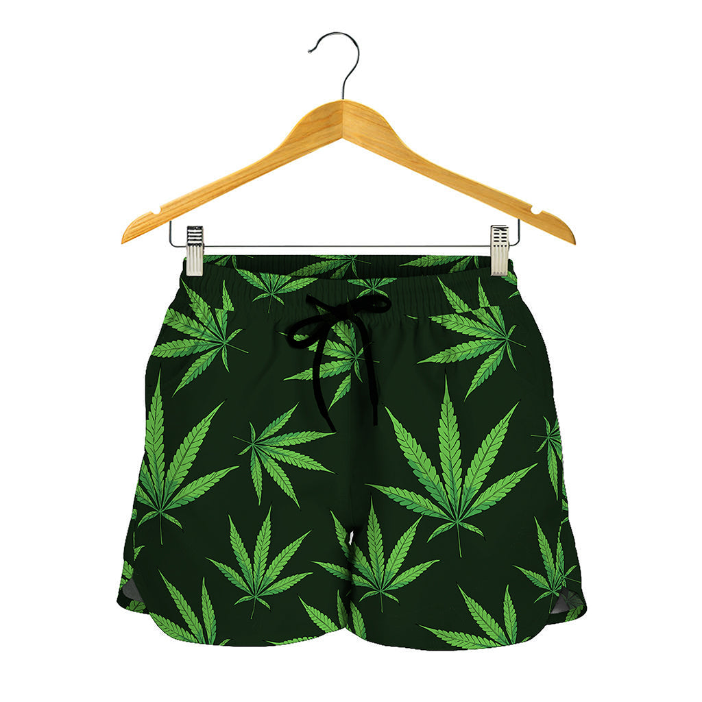 Pot Leaf Pattern Print Women's Shorts