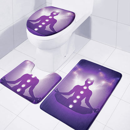 Power Of Seven Chakras Print 3 Piece Bath Mat Set
