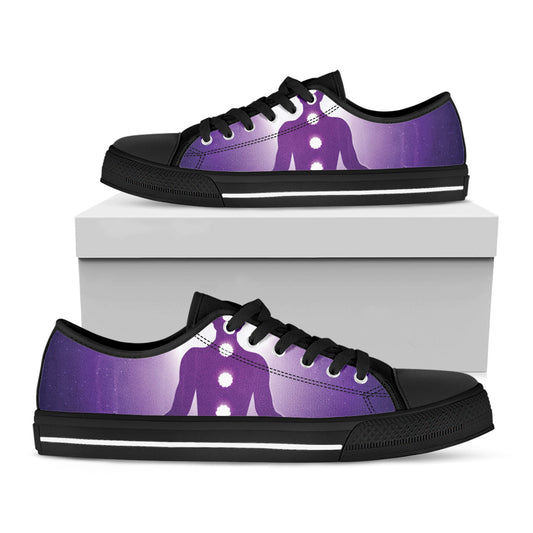 Power Of Seven Chakras Print Black Low Top Shoes 