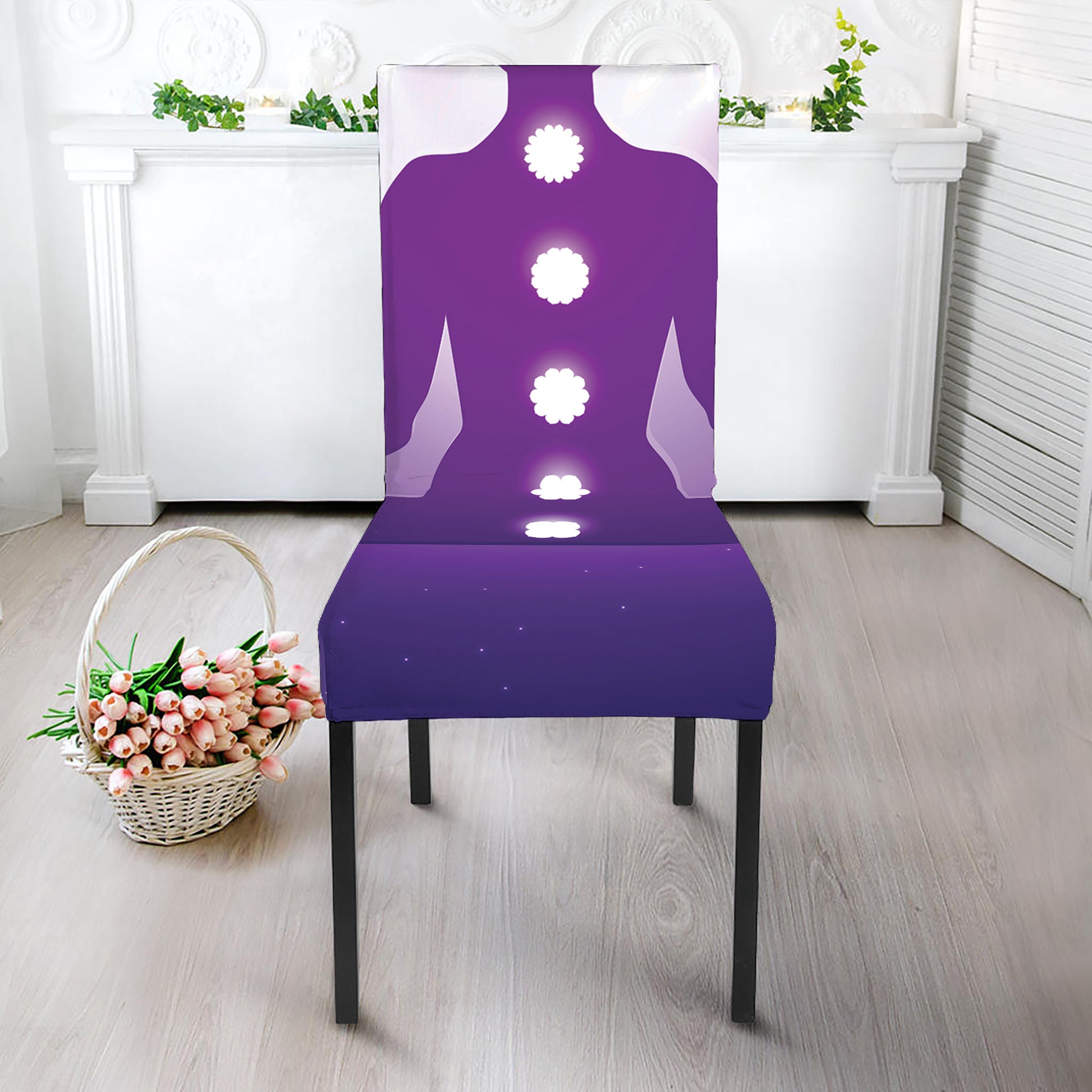 Power Of Seven Chakras Print Dining Chair Slipcover