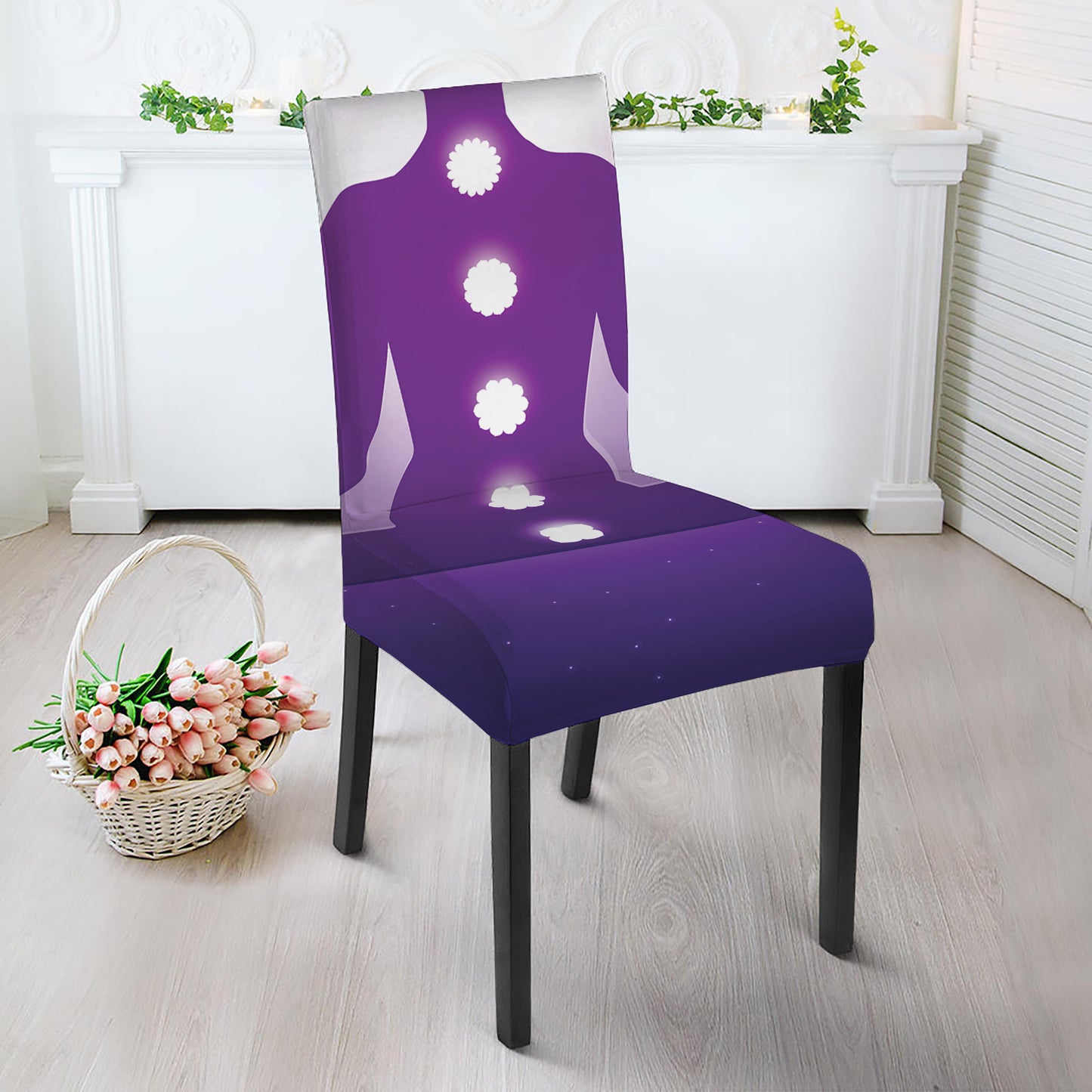 Power Of Seven Chakras Print Dining Chair Slipcover