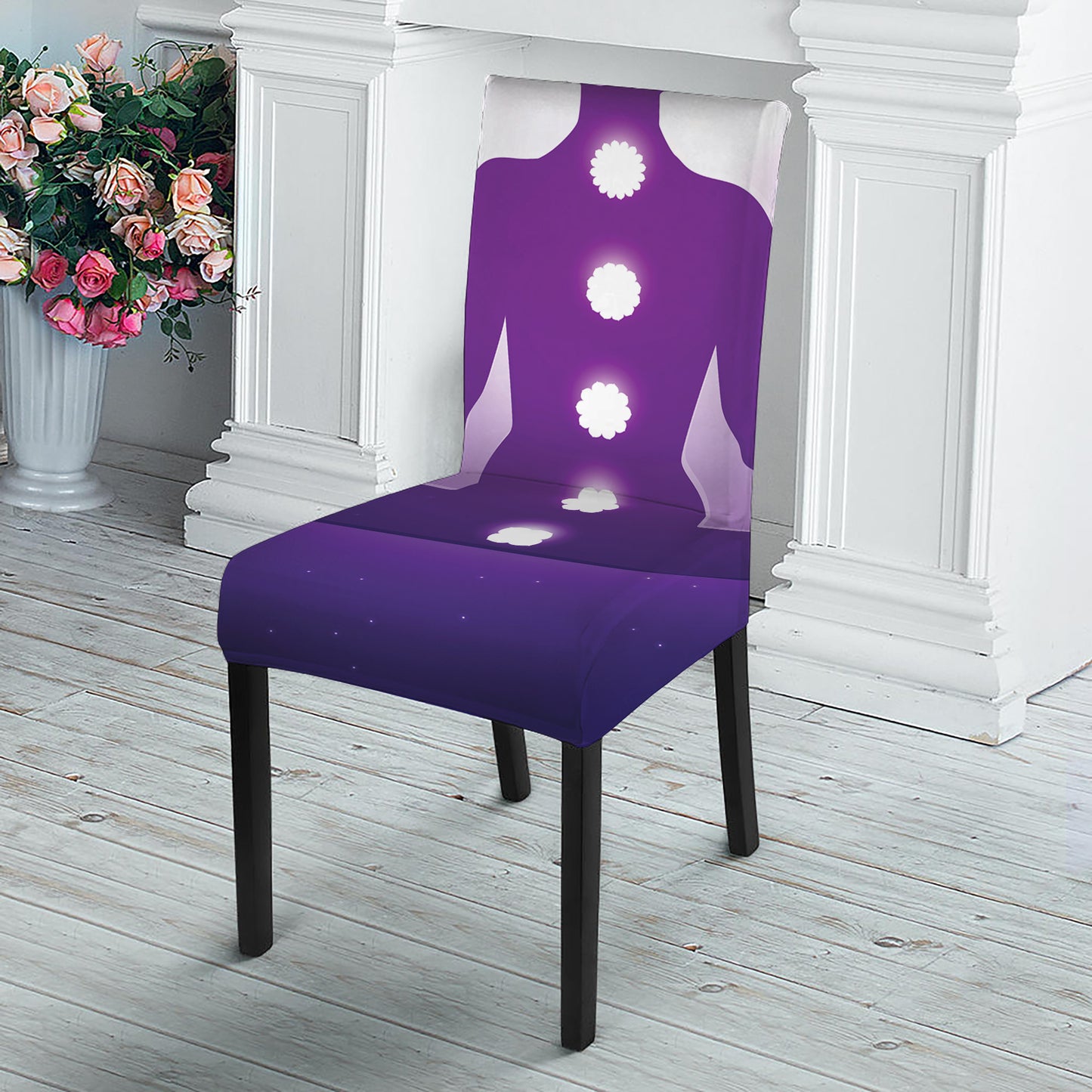 Power Of Seven Chakras Print Dining Chair Slipcover