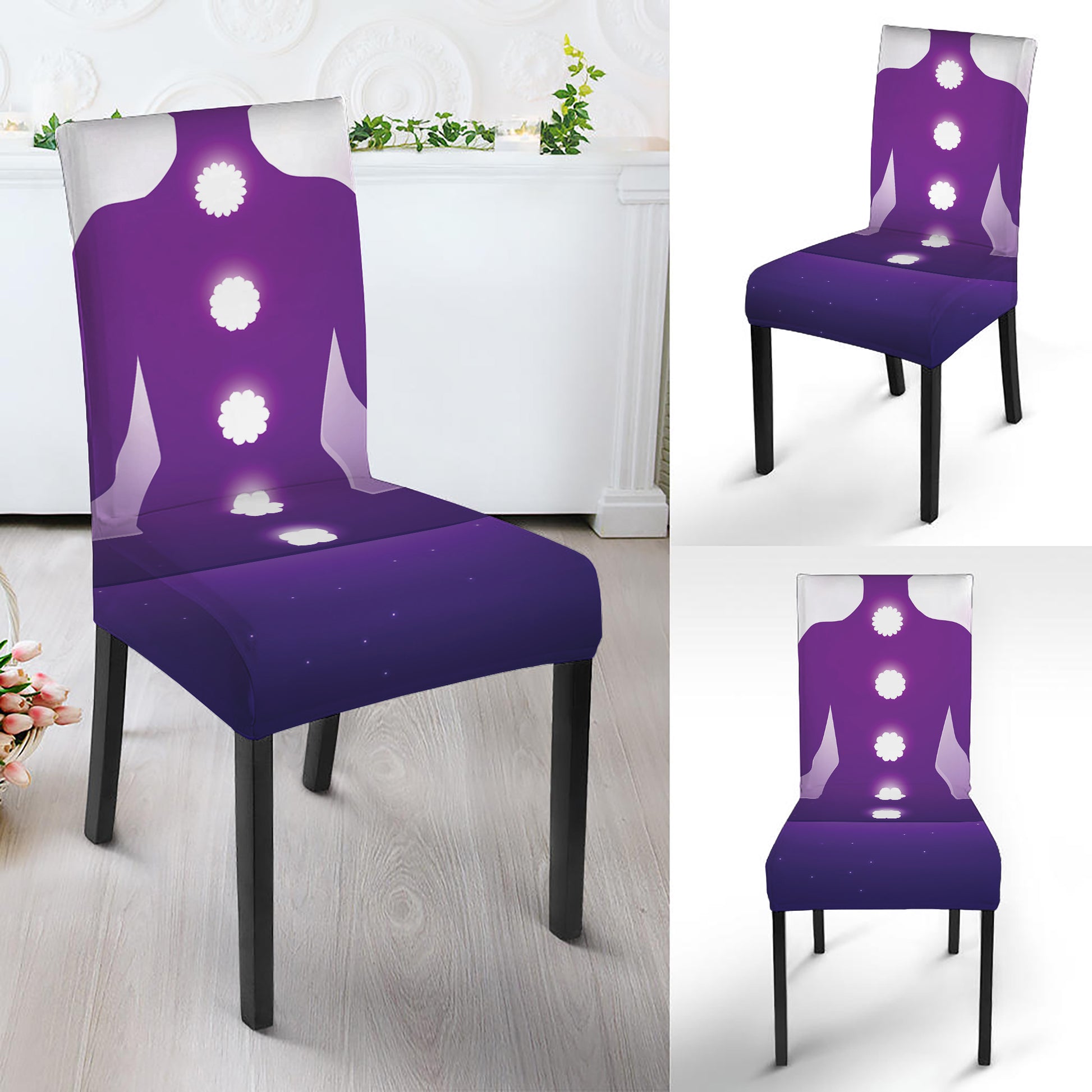 Power Of Seven Chakras Print Dining Chair Slipcover