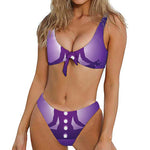 Power Of Seven Chakras Print Front Bow Tie Bikini